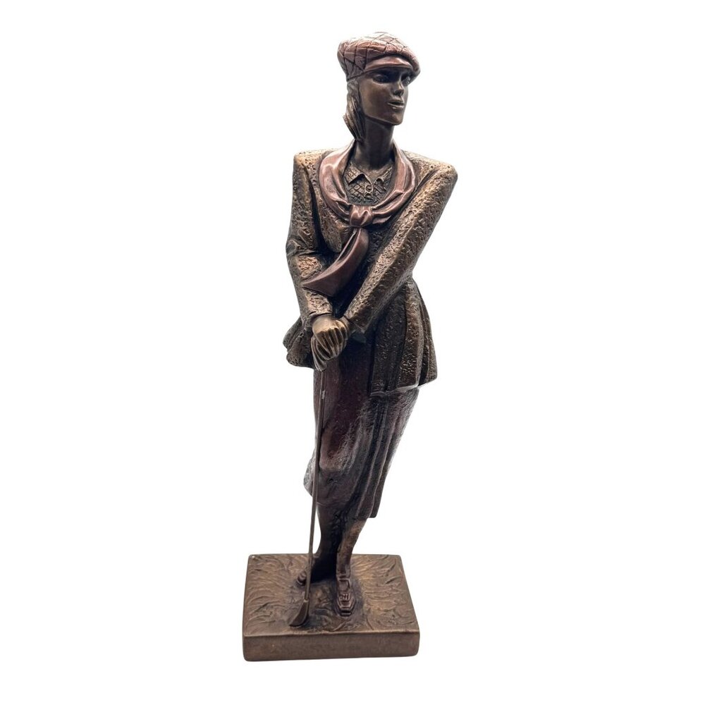 Vtg Austin Sculpture '90 Female Golfer Statue Bridie Bronze A. Daniel artist 16"